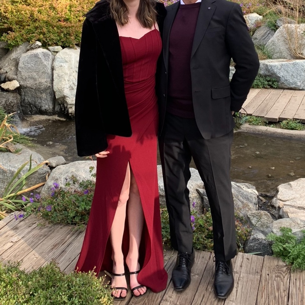 Burgundy Slit Dress